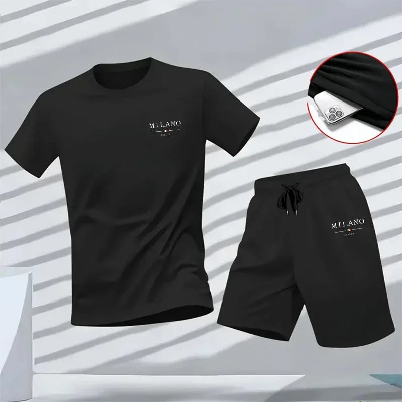Men's Tracksuit Casual Quality Summer Outdoors Jogging New Two-piece Set Versatile Shorts-sleeved T-shirt and Sport Short Daily