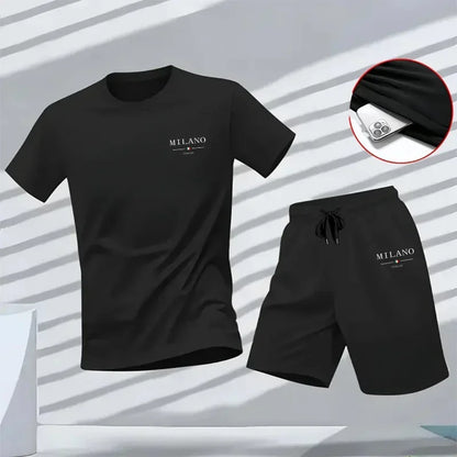 Men's Tracksuit Casual Quality Summer Outdoors Jogging New Two-piece Set Versatile Shorts-sleeved T-shirt and Sport Short Daily