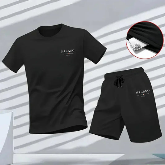 Men's Tracksuit Casual Quality Summer Outdoors Jogging New Two-piece Set Versatile Shorts-sleeved T-shirt and Sport Short Daily