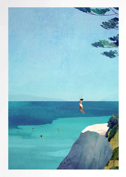 Canvas Painting Wall Art Picture Simple Outdoor Summer Beach Scenery Poster Sunset Surfers Swimming Ocean Living Room Home Decor