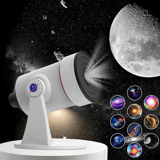 Galaxy Projector，Upgraded  HD Star Projector Lens, 10 Realistic Nebula Scenarios Room Lights，Timer Off Controls&8-Color Night