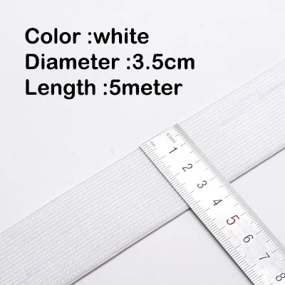 5Meters Sewing Elastic Band Heavy Stretch High Elasticity Knit Elastic Band for Sewing Waistband Elastic White black 10-60MM