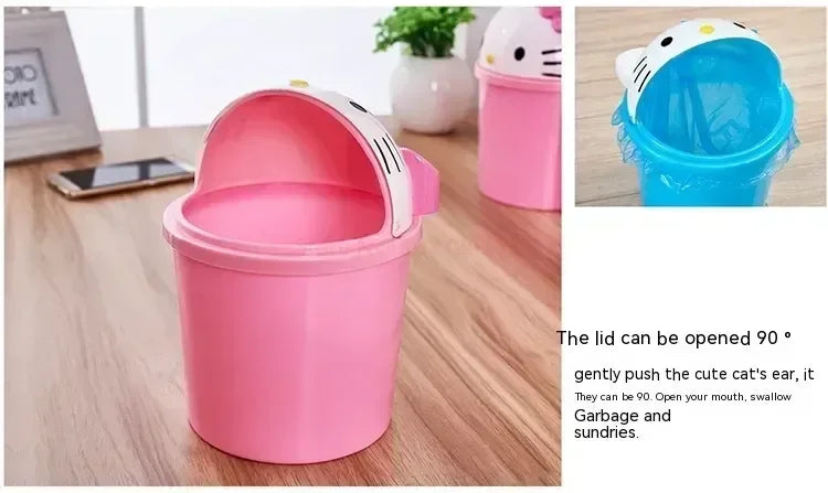 New Sanrio Hello Kitty Dustbin Trash Can Rubbish Bin Garbage Binsanrio Kawaii Trash Paper Basket Can Living Room Bedroom