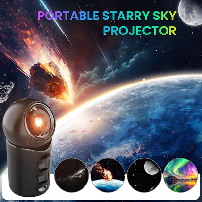Rechargeable Portable Galaxy Light Projector,4 HD Film Discs and Night Light Projector with Adjustable Focus Lens