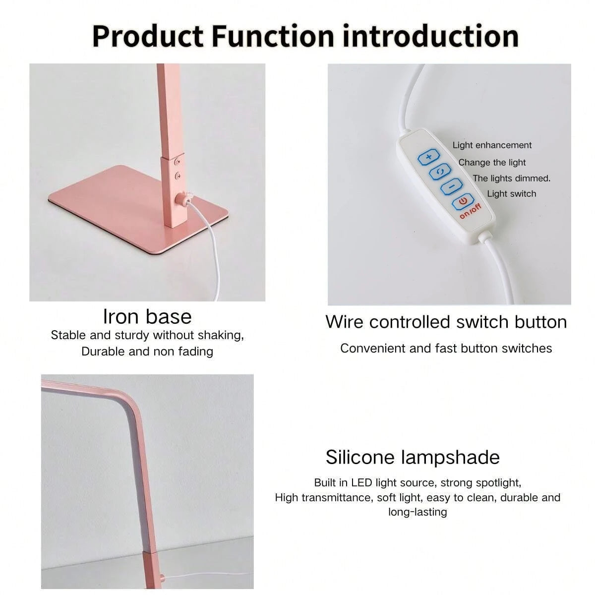 USB powered LED reading desk lamp with eye protection design, adjustable brightness and color change, suitable for home office a