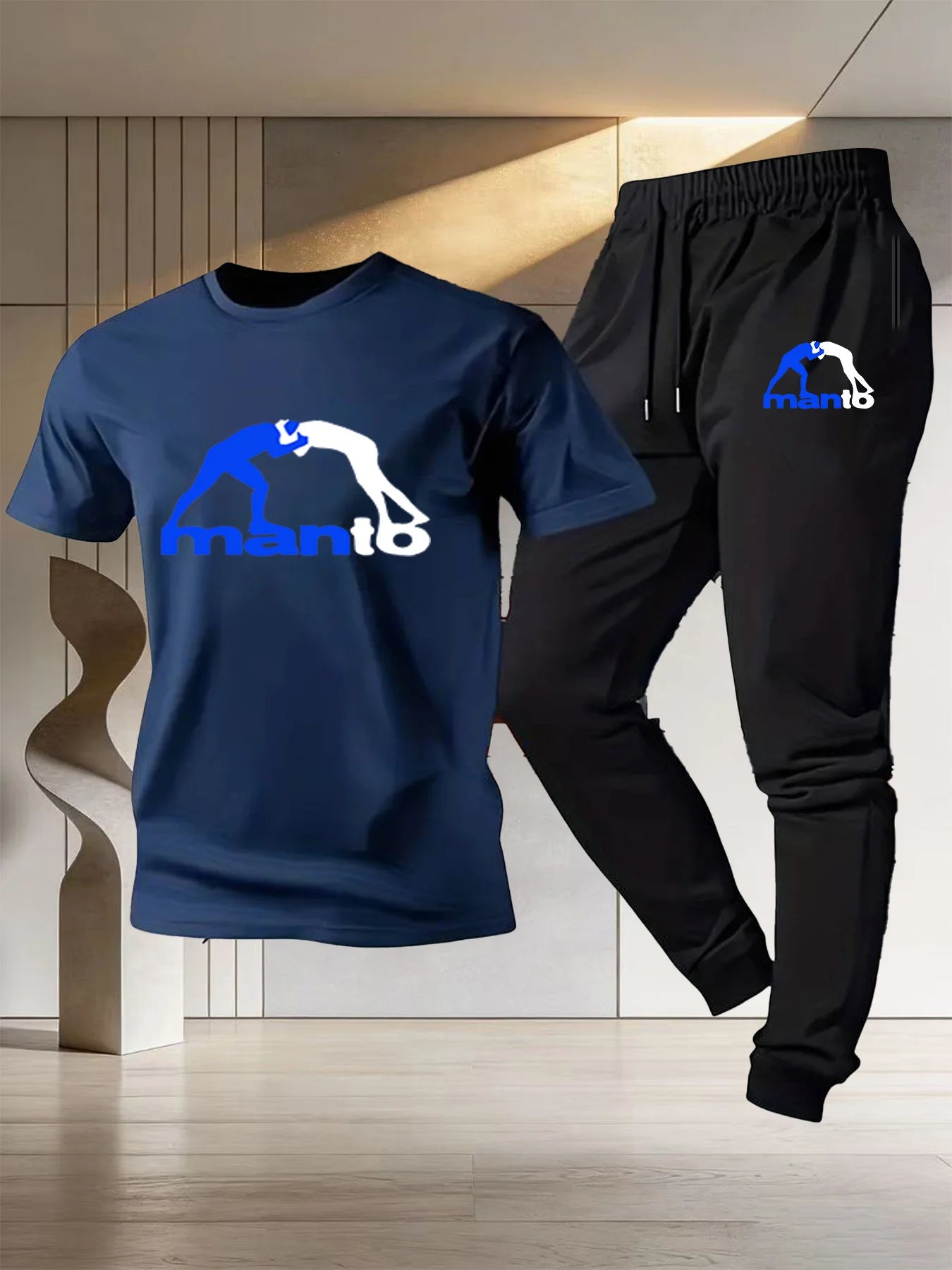 Men's and Women's Wrestling Sportswear Design - Cotton T-Shirt + Thin Pants - Training Fitness Combat and Boxing Clothing