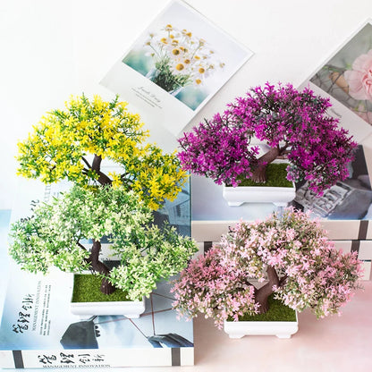 Artificial Plants Bonsai Small Tree Pot Fake Plant Flowers Potted Ornaments For Home Room Table Decoration Hotel Garden Decor