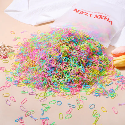 500/1000/2000pcs Girls Colourful Disposable Rubber Band Hair Ties Headband Children Ponytail Holder Bands Kids Hair Accessories