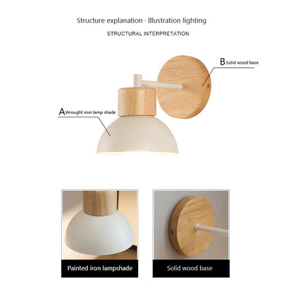 Nordic LED Wall Lamp Wood Creative Lighting Fixture Guest Room Balcony Staircase Sconce Bedroom Bedside Decor Light with bulb