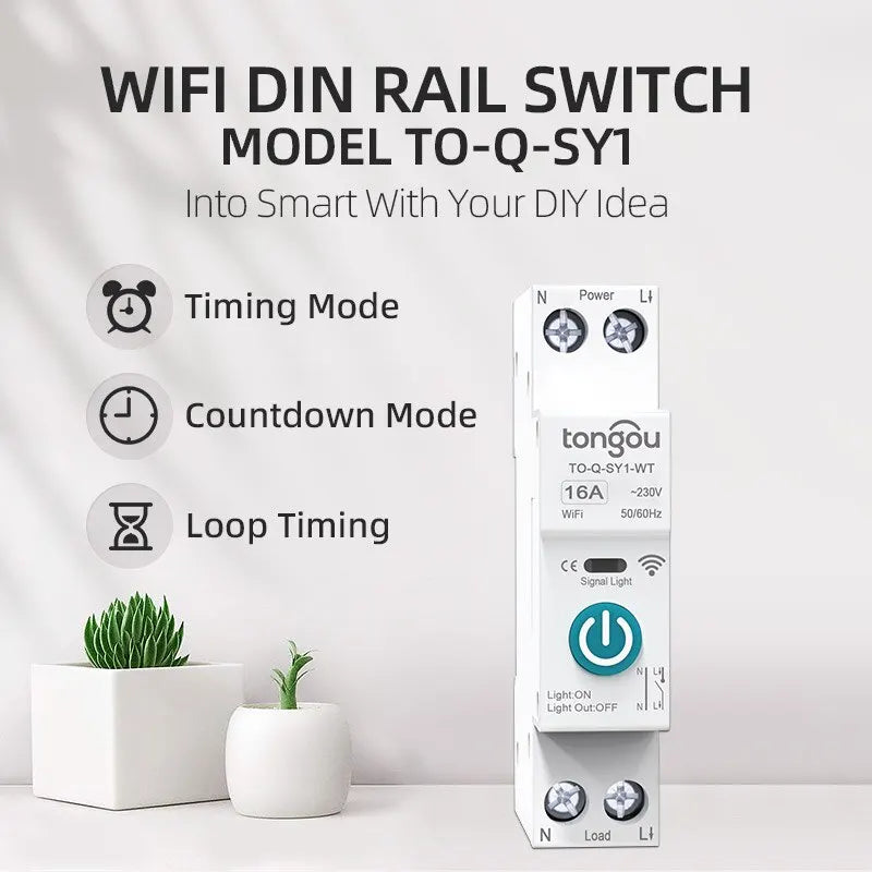 Tuya WiFi Smart Circuit Breaker 1P 63A DIN Rail for Smart Home Wireless Remote Control WiFi Switch by APP TONGOU Free Shipping