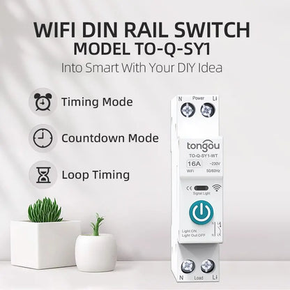 Tuya WiFi Smart Circuit Breaker 1P 63A DIN Rail for Smart Home Wireless Remote Control WiFi Switch by APP TONGOU Free Shipping