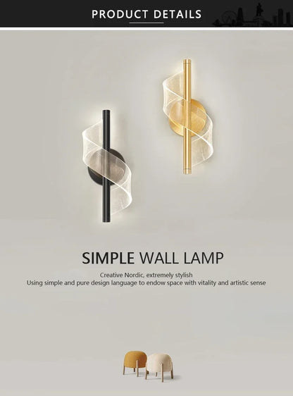 Nordic LED Wall Lights Modern Luxury and Minimalist Home Lights Living Room Bedroom Study Balcony Interior Decoration Lighting
