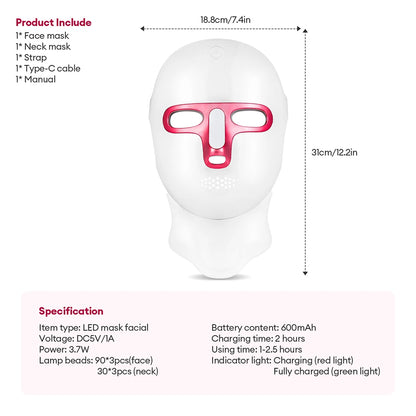 Wireless 7 Color LED Face Mask Portable Photon LED Facial Mask Anti Aging Repair Skin Face Lifting Skin Care Beauty Mask Tool