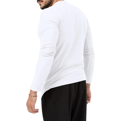 Mens Gym Workout Slim Fit Long Sleeve T-Shirt Performance Athletic Shirts Running Fitness Tee Loungewear Casual Crewneck Tops