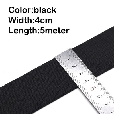 5Meters Sewing Elastic Band Heavy Stretch High Elasticity Knit Elastic Band for Sewing Waistband Elastic White black 10-60MM
