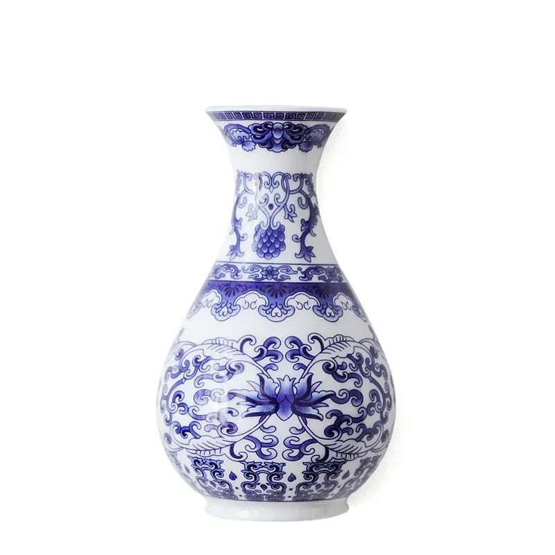 Ceramic Vases Antique Blue and White Porcelain Flower Ware Lucky Bamboo Living Room Home Decoration