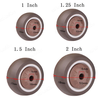 4pcs Furniture Casters Wheels Soft Rubber Swivel Caster Quite Roller Wheels for Trolley Baby Crib Bed Wheels Household Accessory