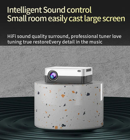 Mini Portable Projector with Wifi and Bluetooth, Native 1080P Full HD Smart Projector , 300 ANSI, Compatible with Smartphone
