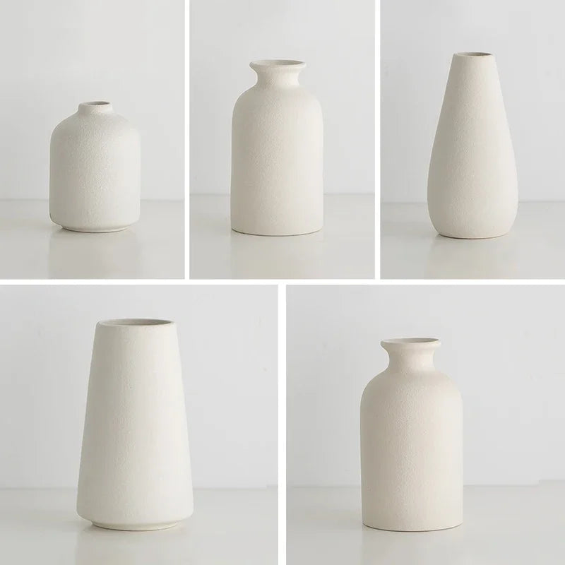 White Mini Ceramics Vase Ceramic Flower Vase Solid Vases for Flower Home Table Decor Vase Flower Bottle Solid Vases For Decor