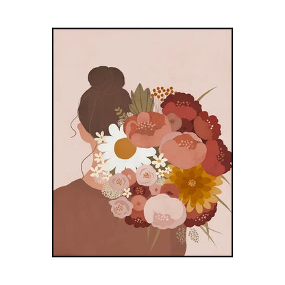 Wall Art Canvas Painting Abstract Boho Girl Book Nordic Posters and Prints Flowers Cactus Wall Pictures for Living Room