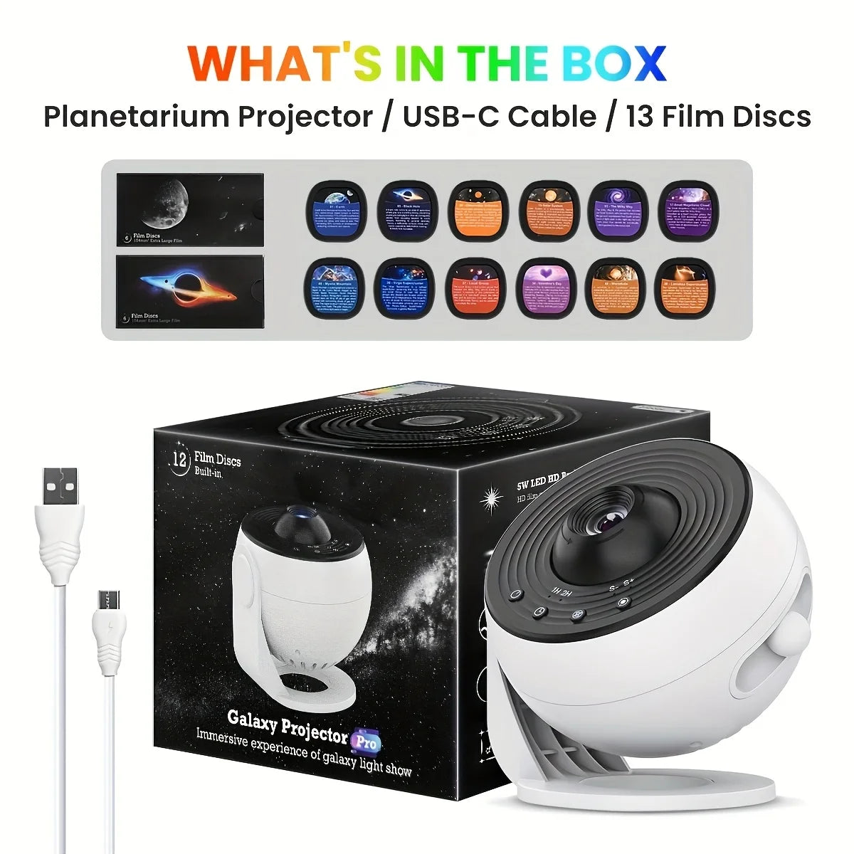 Galaxy Star Projector 360° Rotation Planetarium Night Light HD Projection with Timer for Bedroom Home Theater Ceiling Decor