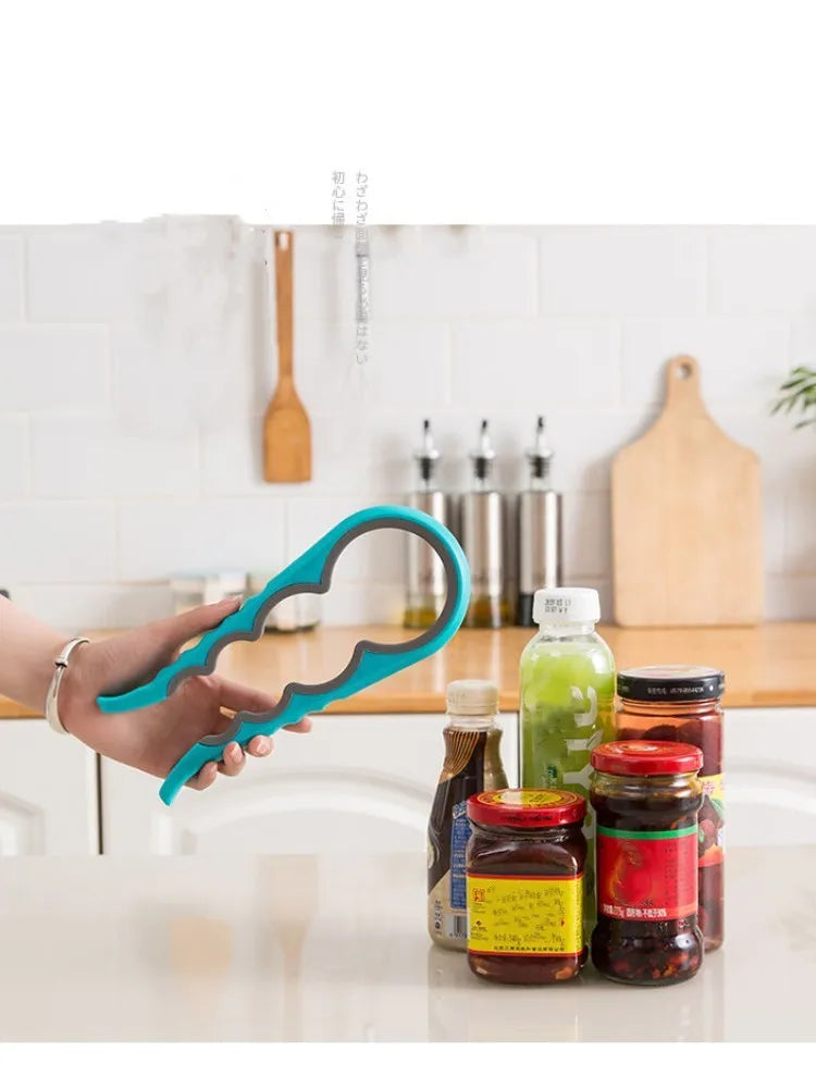 Jar Opener Easy Grip Wrench 4 in 1 Handy Save Strength Can Beer Bottle Cap Openers Lid Twist Off Tools Portable Kitchen Gadgets