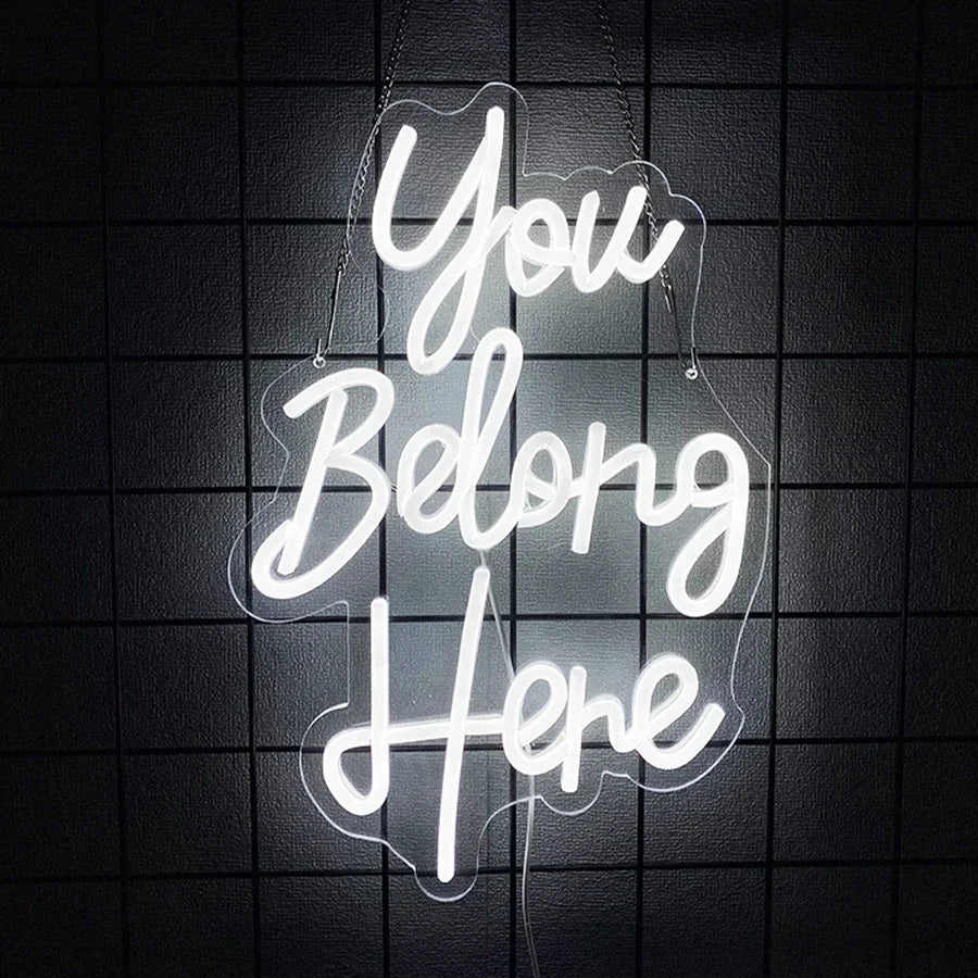Led Neon Light For Classroom Decor,Bedroom Dorm,Office,Game Room,Man Cave,Party，You Belong Here Neon Sign For Wall Decor.