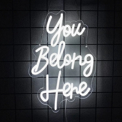 Led Neon Light For Classroom Decor,Bedroom Dorm,Office,Game Room,Man Cave,Party，You Belong Here Neon Sign For Wall Decor.