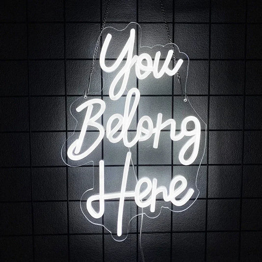 Led Neon Light For Classroom Decor,Bedroom Dorm,Office,Game Room,Man Cave,Party，You Belong Here Neon Sign For Wall Decor.