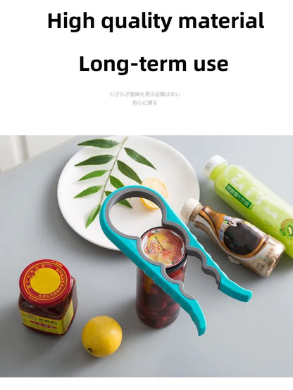 Jar Opener Easy Grip Wrench 4 in 1 Handy Save Strength Can Beer Bottle Cap Openers Lid Twist Off Tools Portable Kitchen Gadgets