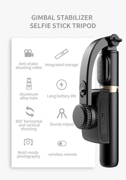 Q08 Gimbal Stabilizer Mobile Phone Video Stabilizer Bluetooth Selfie Stick Tripod for Smartphone Live Vertical Shooting Bracket