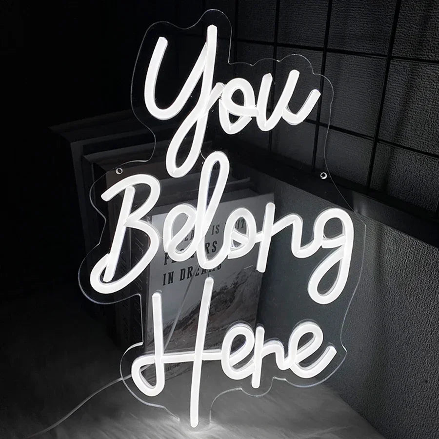 Led Neon Light For Classroom Decor,Bedroom Dorm,Office,Game Room,Man Cave,Party，You Belong Here Neon Sign For Wall Decor.