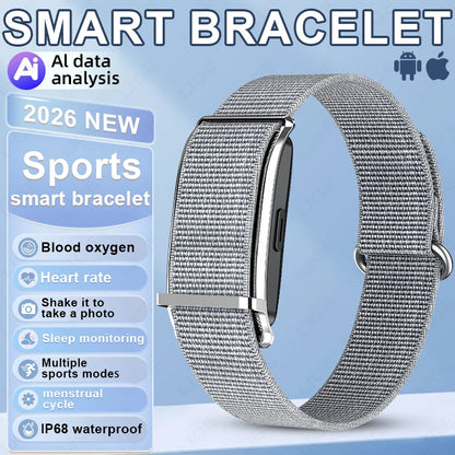 2026 Fitness Tracker Smart Bracelet Pedometer No Screen Breathable Sport Wristband Call Reminder Heart Rate Monitor Smartwatch