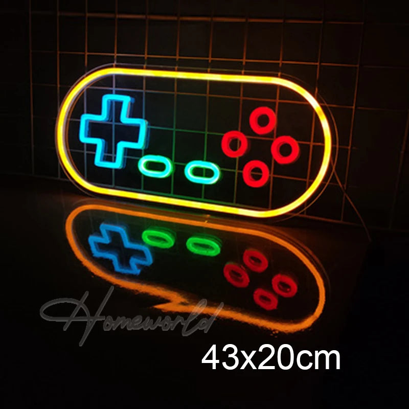 Arcade Neon Sign LED Game Room Handle Neon Light Wall Decor Gamer Teen Shop Internet Cafes USB port Party Birthday Gift