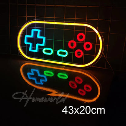 Arcade Neon Sign LED Game Room Handle Neon Light Wall Decor Gamer Teen Shop Internet Cafes USB port Party Birthday Gift
