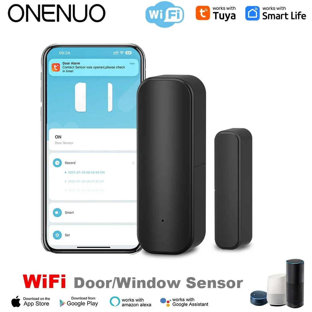 WiFi or ZigBee Door Window Sensor Smart Home Wireless Door Open Close Detectors APP Remote Alarm Work with Alexa Google Home