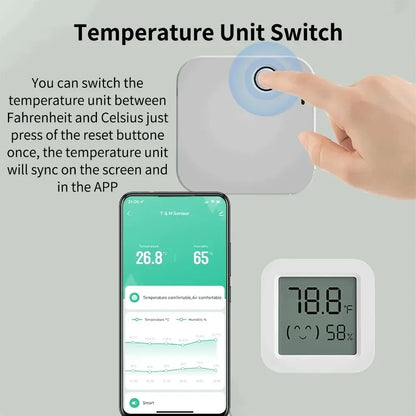 Tuya Zigbee Temperature Humidity Sensor Mini LCD Digital Display SmartLife APP Remote Monitoring Indoor Thermometer Hygrometer
