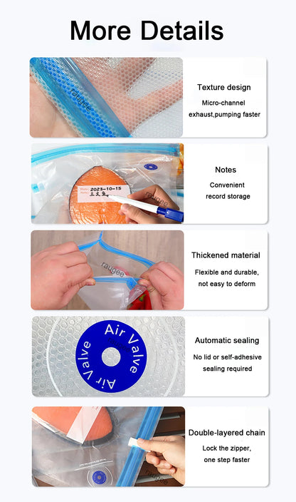 Food Vacuum Bags Reusable Vacuum Bags Small Large Size Vacuum Sealed Food Bags Food Storage Bag 10Pcs Vacuum Packaging Bags