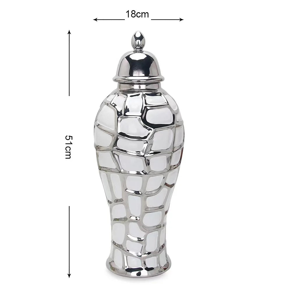 home decor vases Ceramic electroplated general jar Nordic flower vase handicraft decoration foyer soft decoration storage jars