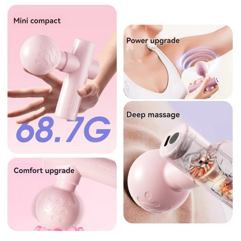 2025 New USB Mini Massage Gun Fascia Machine Muscle Relaxation Vibrating Gun Rod Massage Fitness Equipment Neck Grab Fascia Gun