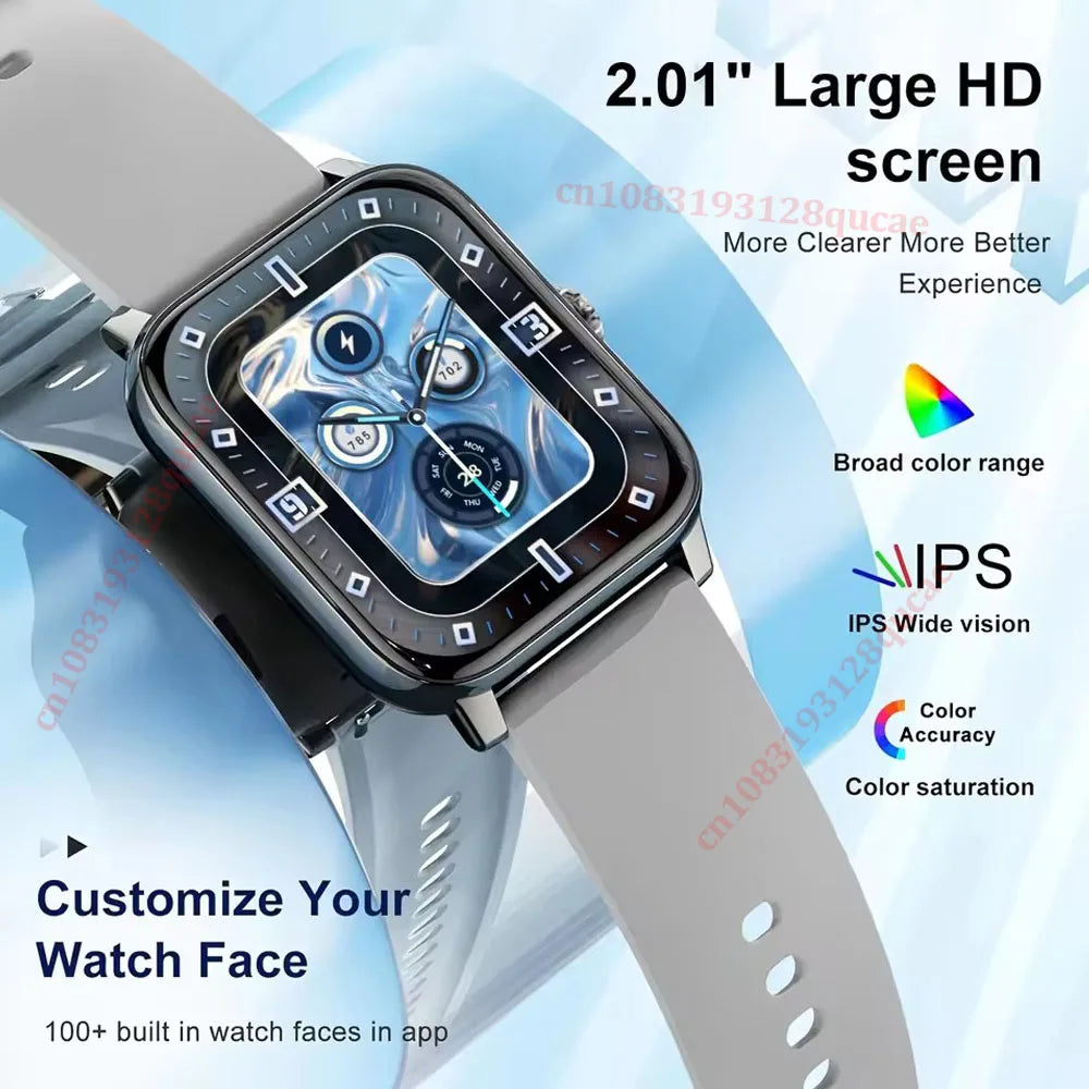 2026 Smart Watch Android IOS Phone 2.01 Inch Color Screen Bluetooth Answer Call Fitness Watches Tracker Smartwatch Women Men New