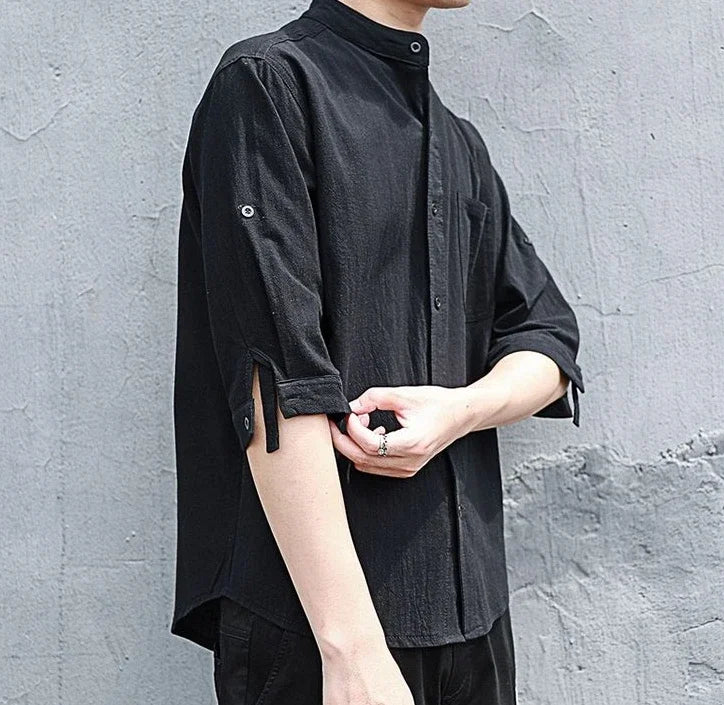 Man Shirt Linen and Cotton Oversize Shirts for Men Plain Half Sleeve Fashion 2025 Cheap Things with Comfortable Casual Tops I
