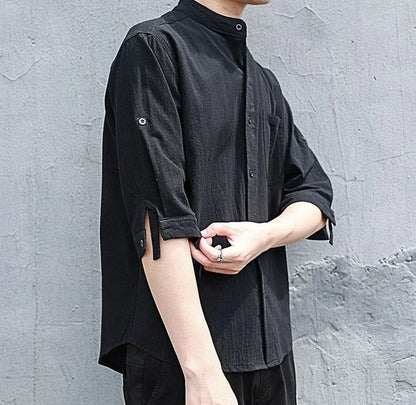 Man Shirt Linen and Cotton Oversize Shirts for Men Plain Half Sleeve Fashion 2025 Cheap Things with Comfortable Casual Tops I