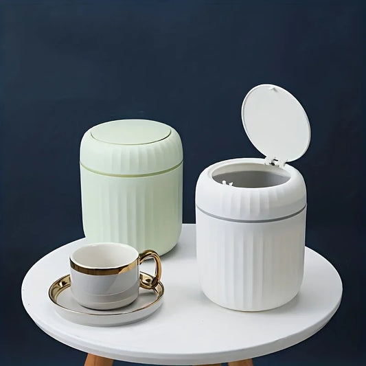 Mini Desktop Trash Can with Lid Garbage Waste Bin Organizer Bedroom Office Desk Storage Box Made Durable Plastic Home Supplies
