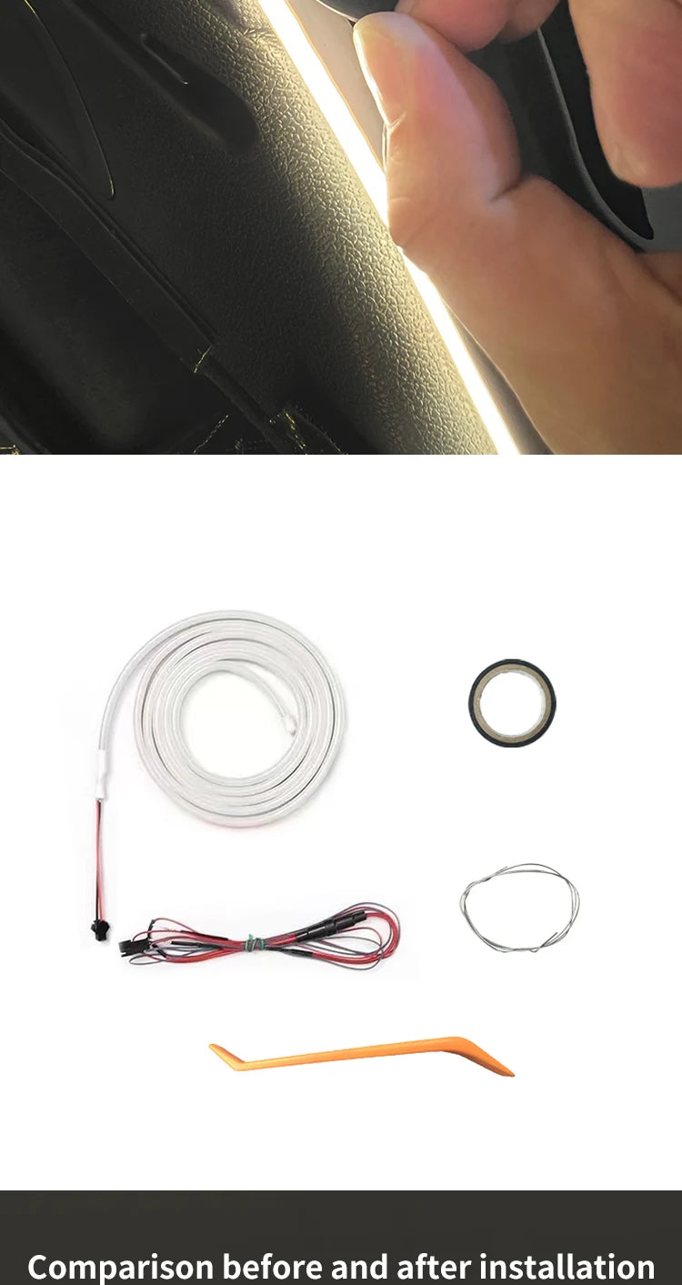 Car high brightness trunk lighting ambient light interior decoration LED wiring free automatic sensing tailgate light strip